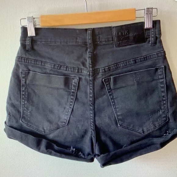 Women's Black Denim Shorts - Picture 2 of 3